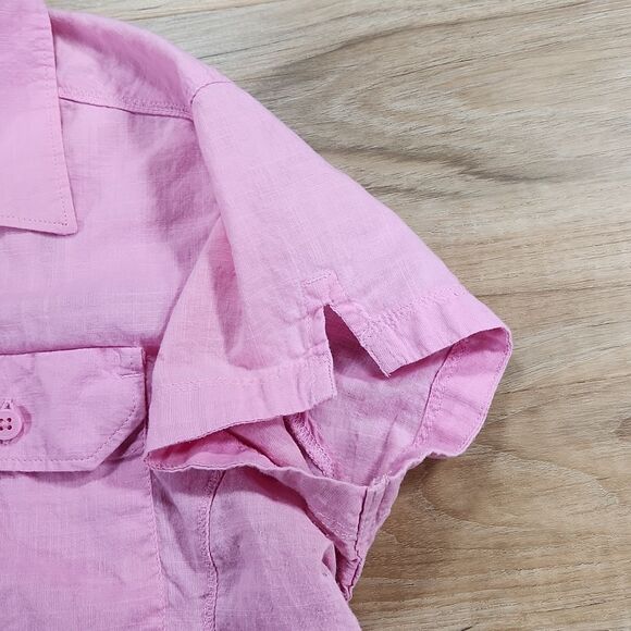 🐞Columbia Pink Camp Henry Buttoned Short Sleeve Top Medium - Picture 7 of 16